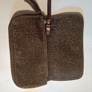 Harold's leopard print glitter clutch